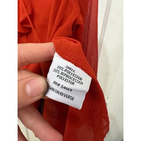 Tommy Hilfiger women’s size large red ruffle blouse - Picture 6 of 9